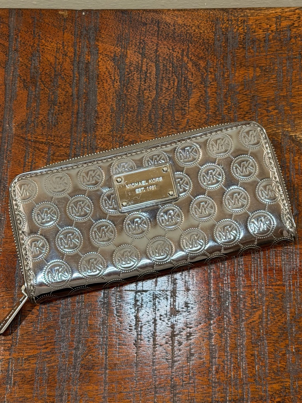 Michael Kors Silver Zip Wallet